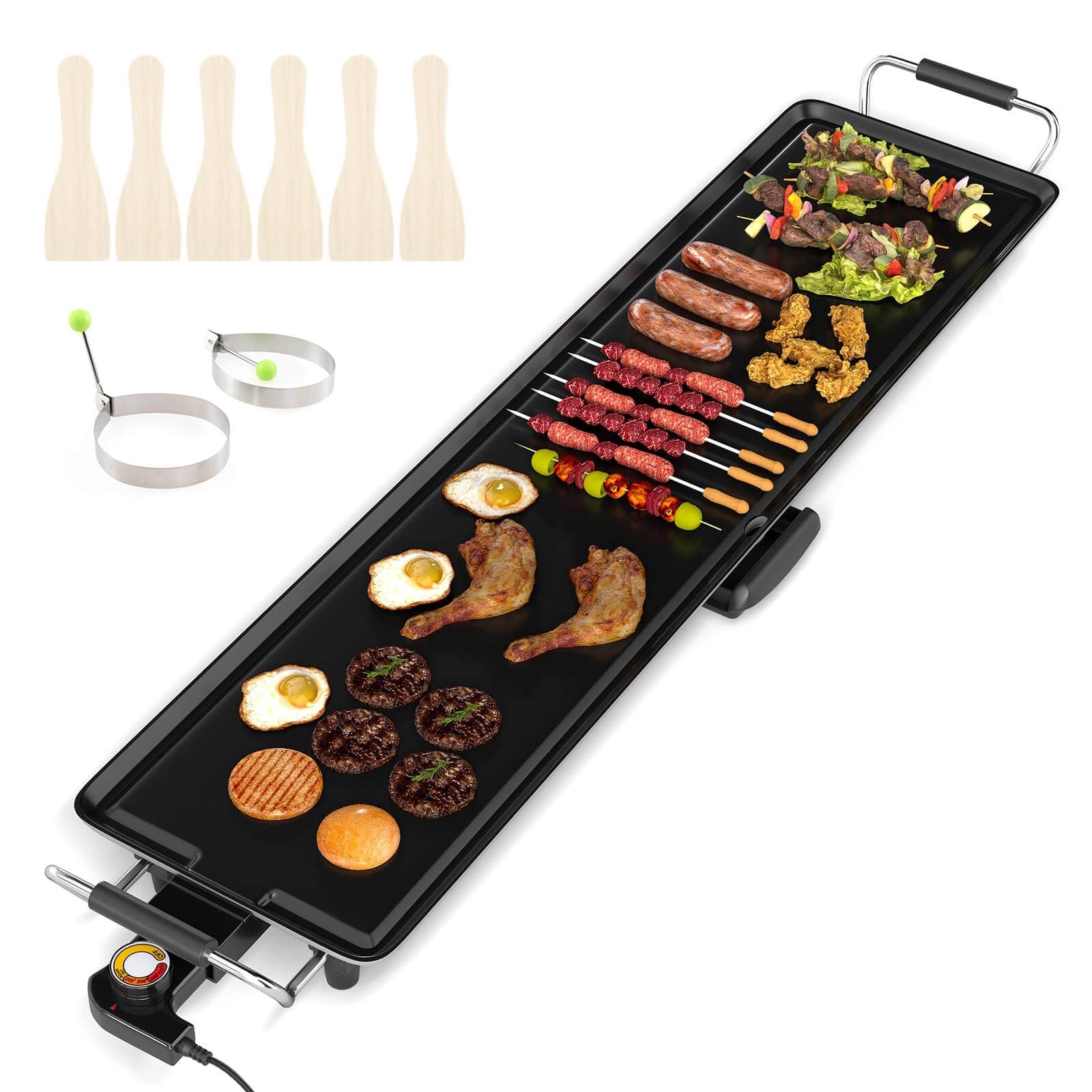 Front. Costway - Costway 35" Extra Large Electric Teppanyaki Grill with Adjustable Temperature Thermostats and Drip Tray - Black.