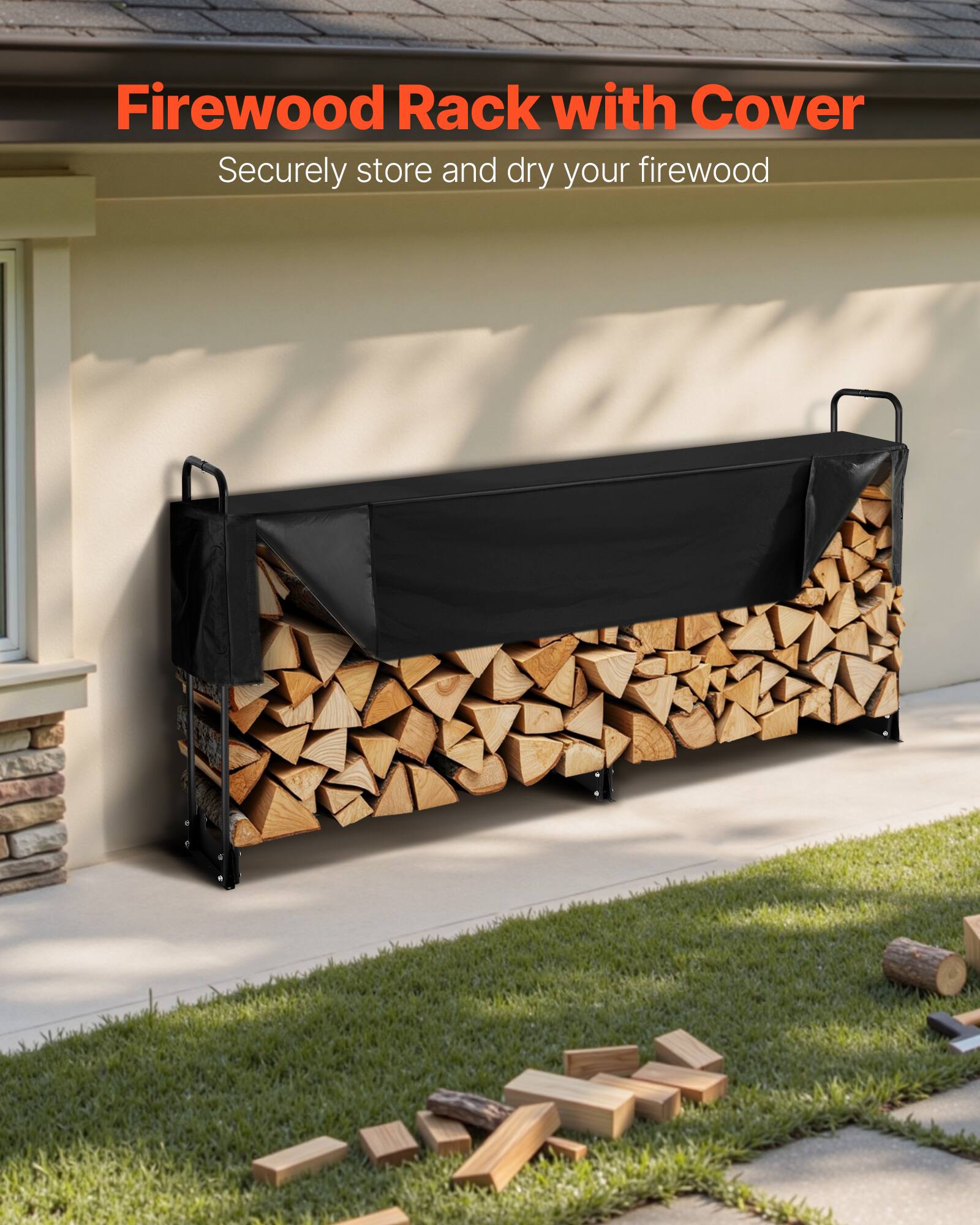 Firewood Rack with Cover  
Securely store and dry your firewood
