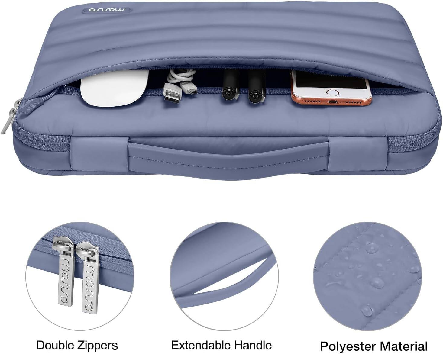 anow mosso mosiso Double Zippers Extendable Handle Polyester Material
