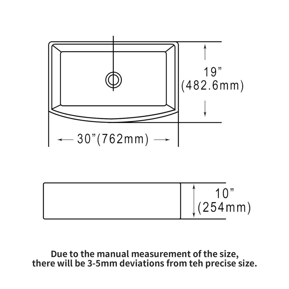 19" (482.6mm)  
30" (762mm)  
10" (254mm)  

Due to the manual measurement of the size, there will be 3-5mm deviations from the precise size.