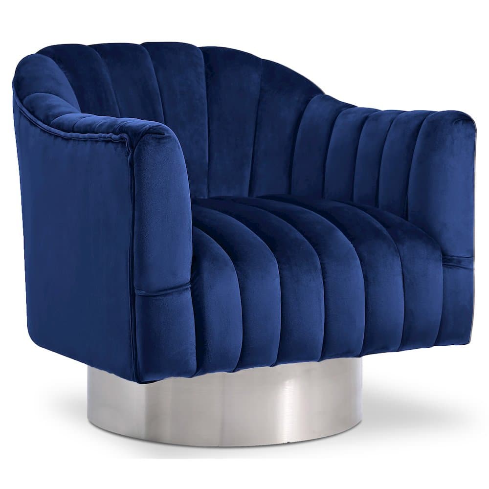 Meridian Furniture - Farrah Navy Velvet Accent Chair - Blue