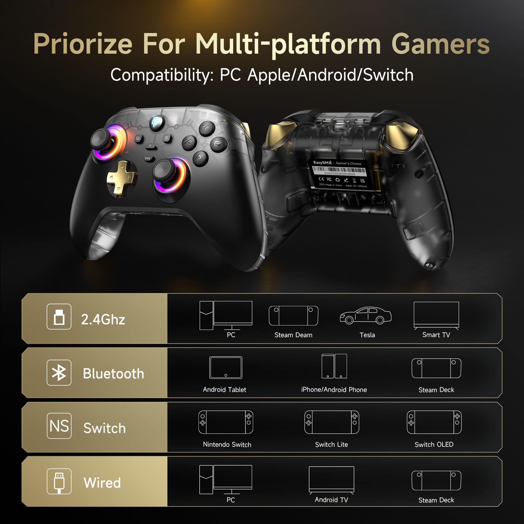 EasySMX D05 Wireless Game Controller, Bluetooth PC/Steam/Switch