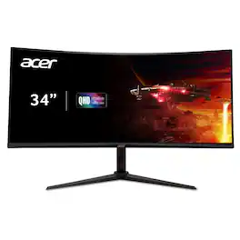 Acer - Refurbished Excellent - Nitro XZ342CU 34" LCD Monitor 180Hz WQHD 3440x1440 1ms Response Time 400 Nit Brightness - Black
