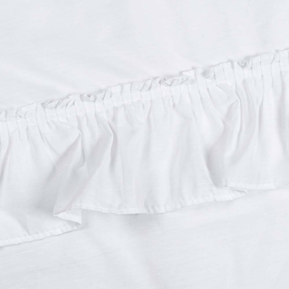 Left. Ellis Curtain - Ellis Stacey 1.5" Rod Pocket High Quality Fabric Solid Color Window Ruffled Filler Valance 54"x13" White - White.