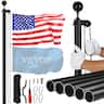 VEVOR - 25FT Sectional Flag pole Kit, Heavy Duty Aluminum Alloy in Ground Flag poles for Outside, 3 Display Modes Flagpole - Black