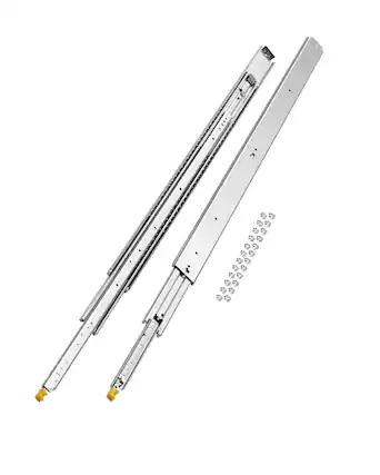 Front. VEVOR - 1 Pair Full Extension Drawer Slides 18 20 22 28 30 32 36 38 40 44 48 52 56 60 in, 500 lbs Load Capacity Locking Drawer - Silver.
