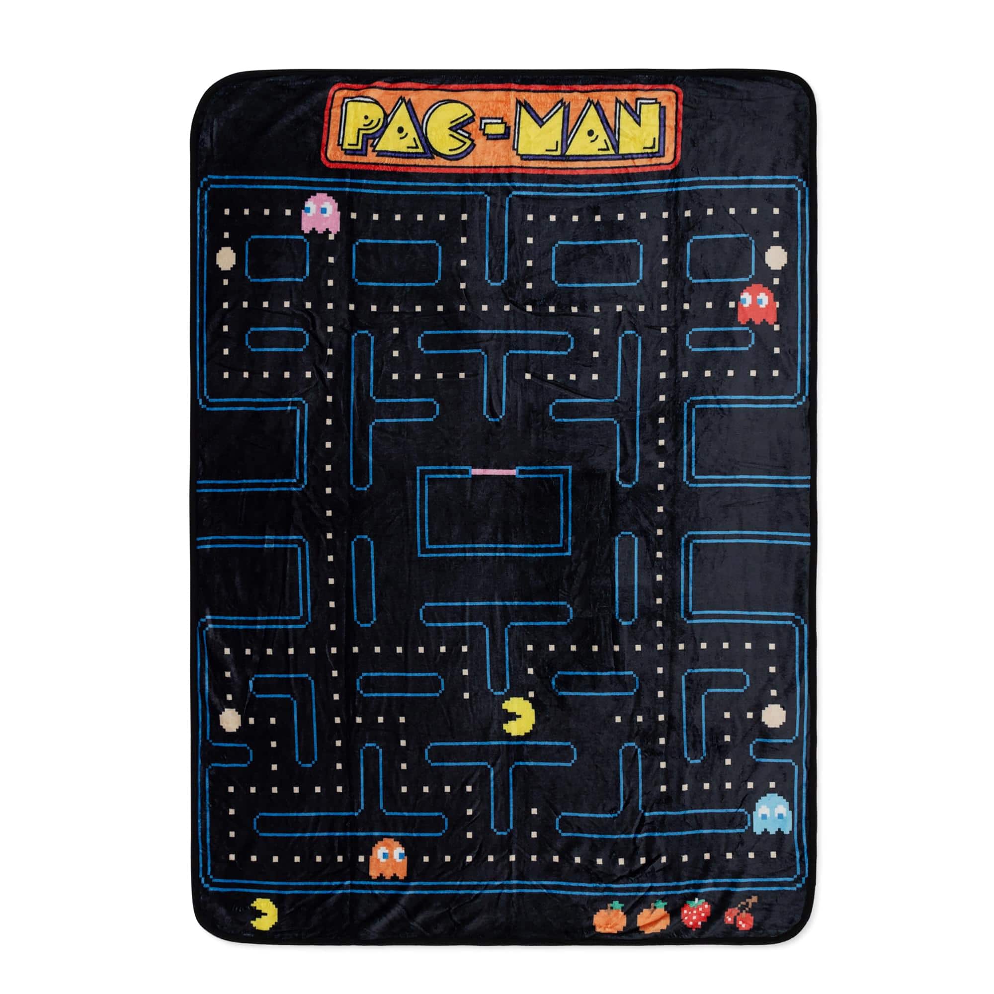 Toynk - PAC-MAN Classic Maze 45 x 60 Inch Throw Blanket - Black/Yellow