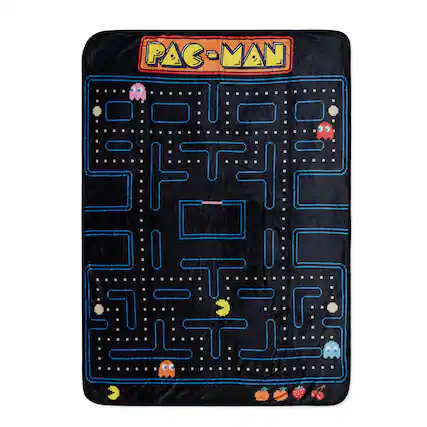 Front. Toynk - PAC-MAN Classic Maze 45 x 60 Inch Throw Blanket - Black/Yellow.