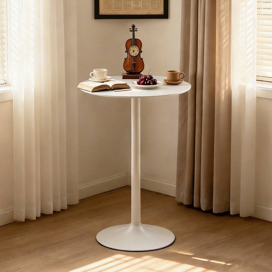 Bar Table Base Only Loheer Round Bar Table, MDF Top and Matte Iron Base, 24 Inch Tabletop ...