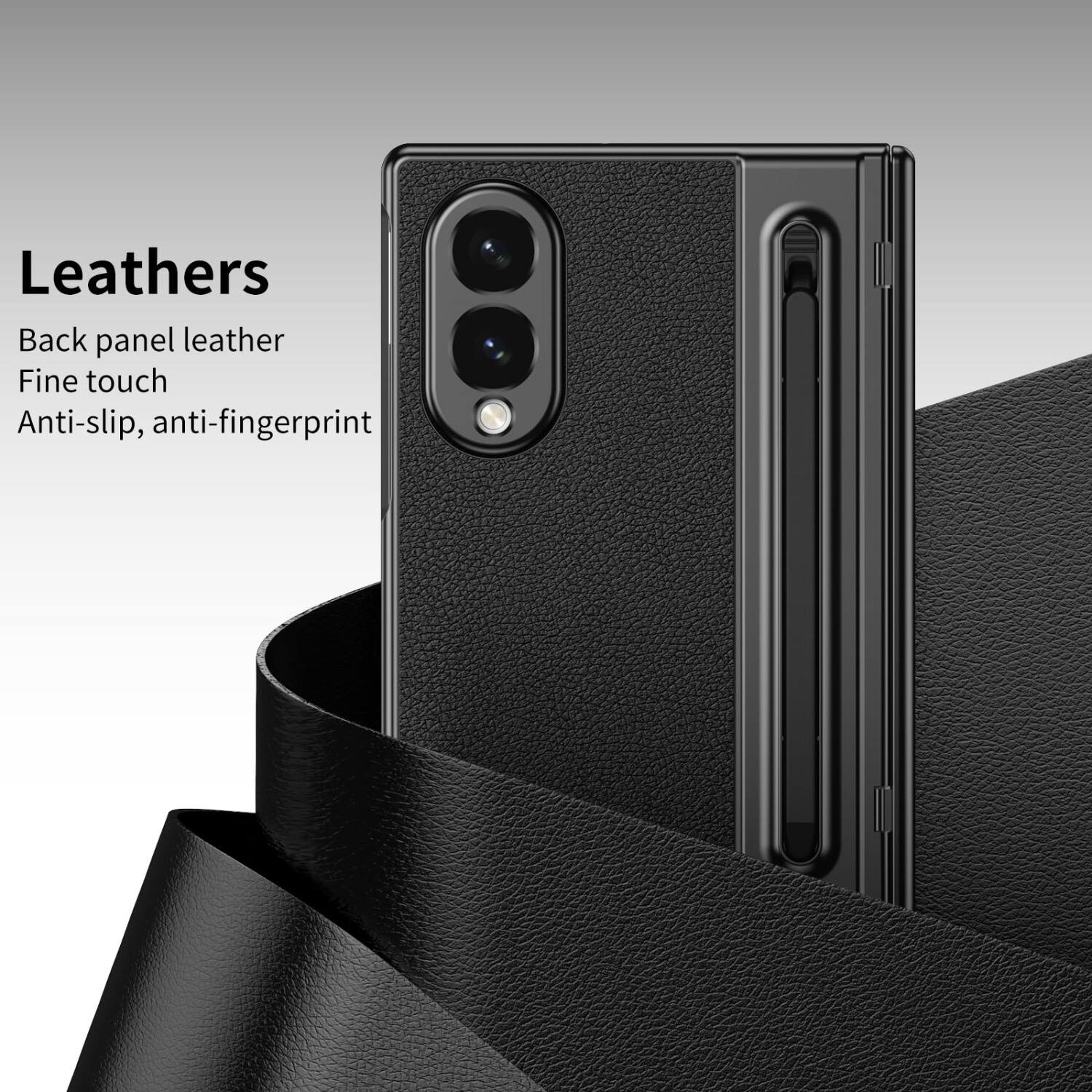 Leathers  
Back panel leather  
Fine touch  
Anti-slip, anti-fingerprint