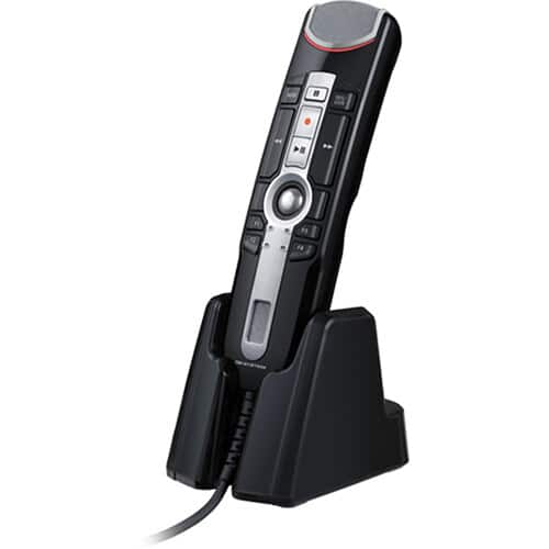 OM System - RecMic II USB Dictation Microphone with Trackball, Speaker, Hands-Free Stand & Antimicrobial Coating - Black