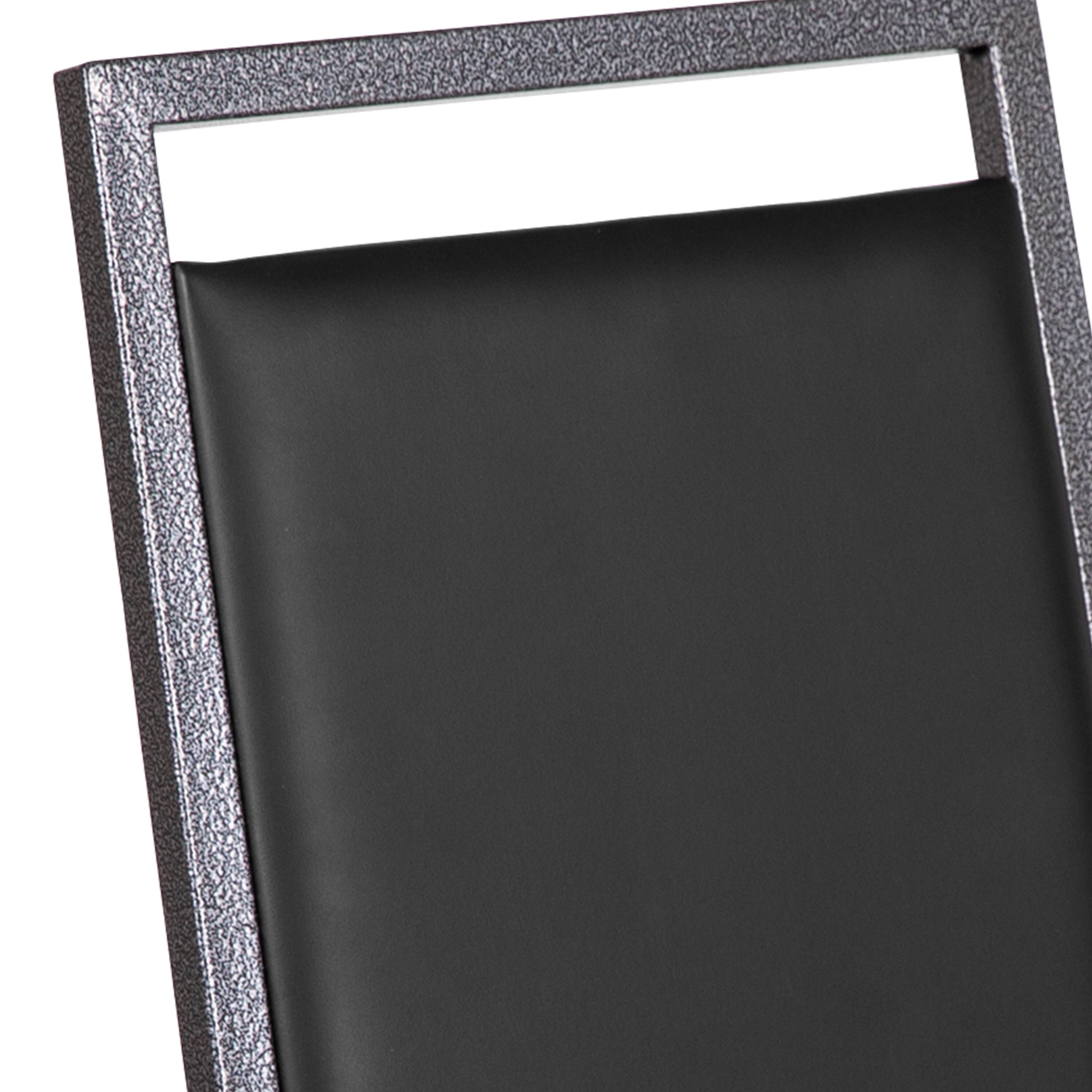 Alt View 10. Emma + Oliver - Square Back Banquet Stack Chair - Wedding Party Event Chair - Black Vinyl/Silver Vein Frame.