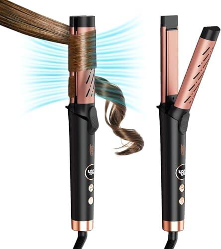 Front. DORLUKFU - Airflow Styler Curling Iron 360° Hair Curling Iron 5 Adjustable Temps Hair Straightener and Curler 2 in 1 Wand Curling.