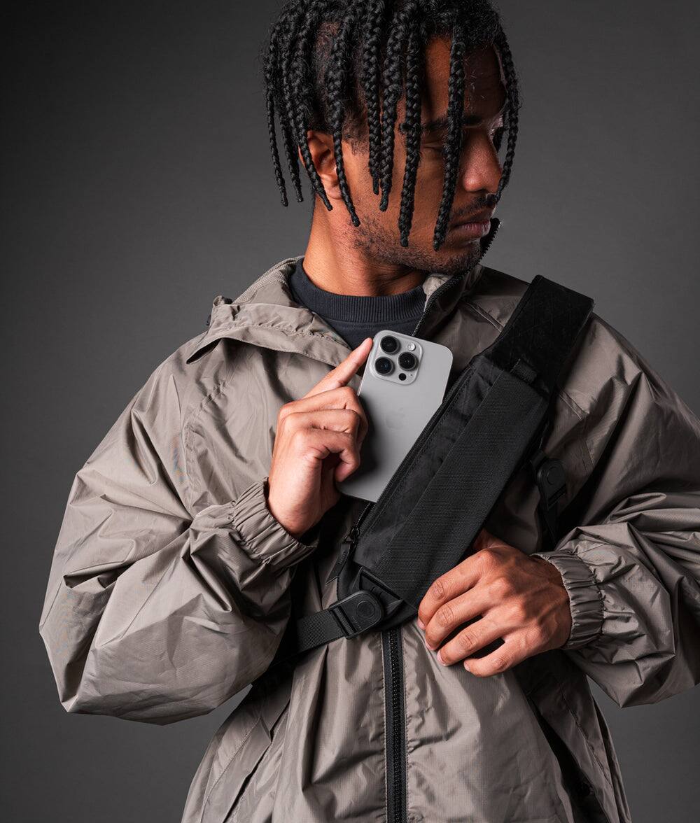 Back. ALPAKA - Metro Crossbody Left Shoulder Sling Bag Men,Sling Backpack - Fits 11" Tablet - Single Shoulder - Black X-Pac VX42.