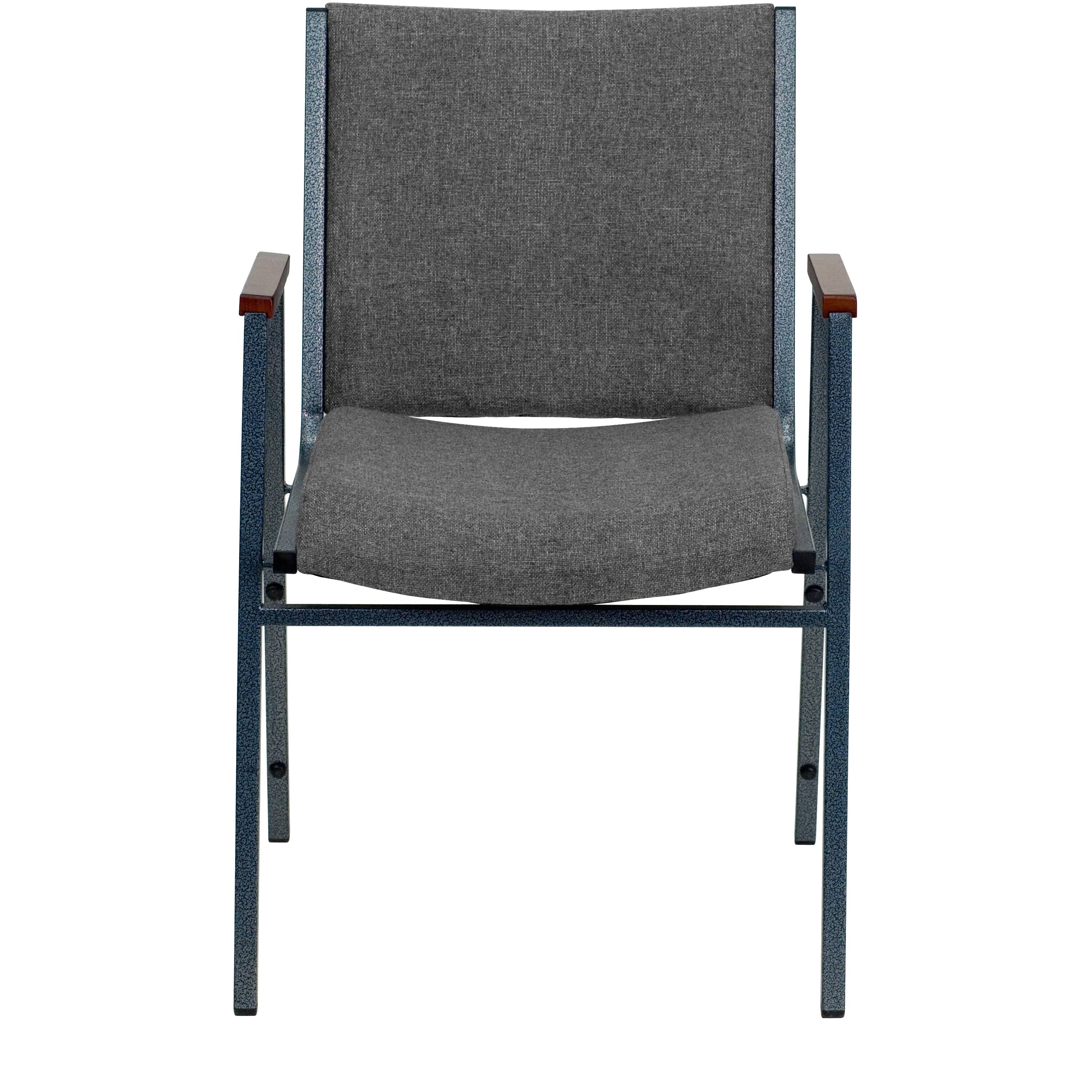 Alt View 6. Emma + Oliver - Heavy Duty Reception/Guest Stack Chair with Arms - Gray Fabric.