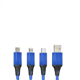 Home Collection - 3 in 1 USB Micro Type C Fast Charging Cable Cell Phone Tablet Tab Cord Charger in Blue