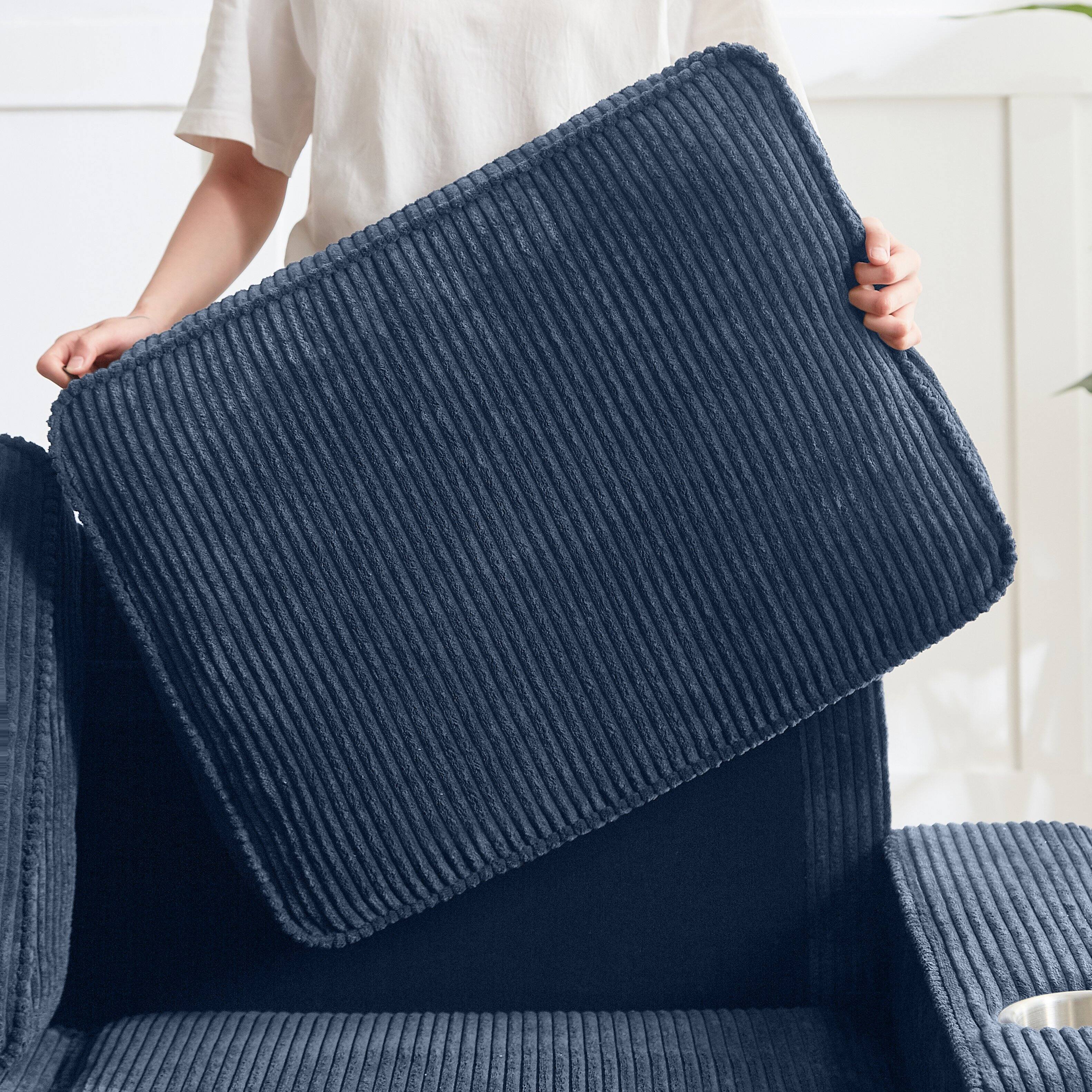Alt View 2. Z-Edge - 84" Couches for Living Room with Deep Seats,3 Seater Sofa Couch, Modern Corduroy Fabric Sofa with Armrests for Apartment - Blue.