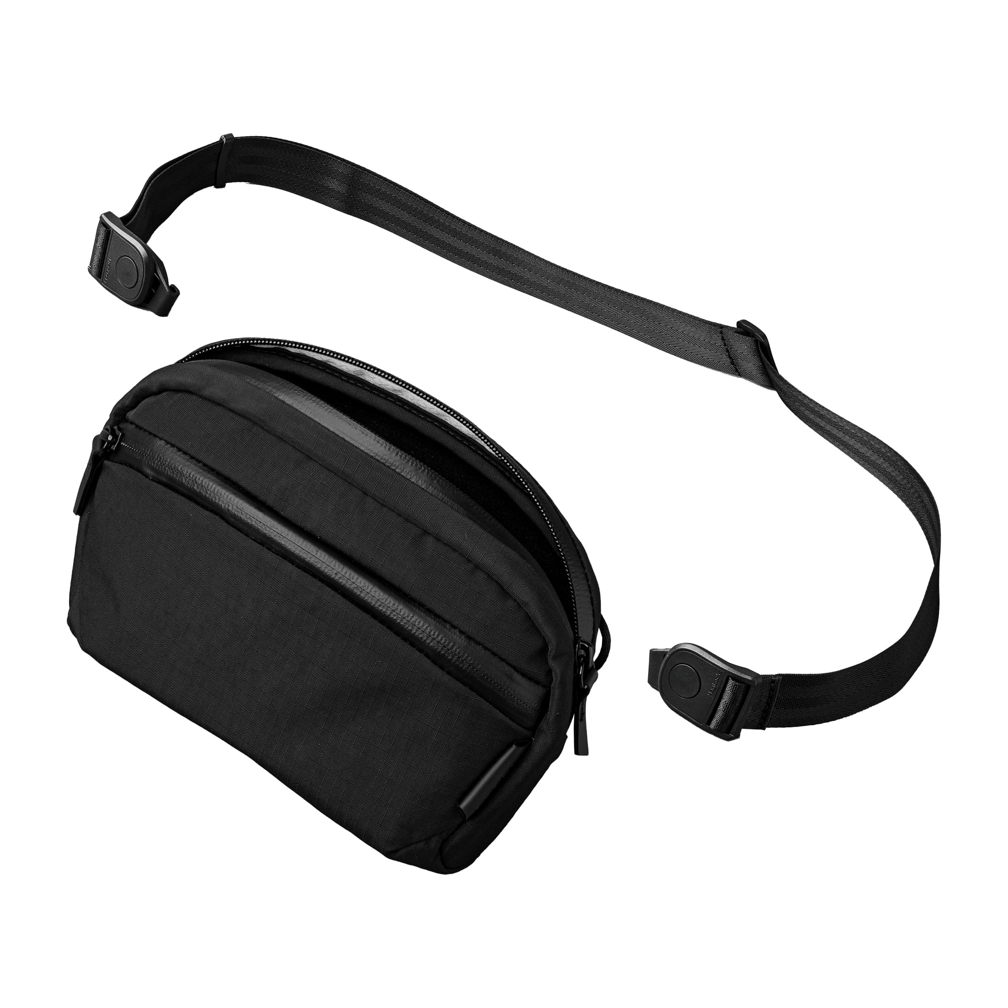 ALPAKA - Travel Sling Bag 1L for Men, Detachable Strap Converts to Pouch, Phone Sleeve, Hidden Rear Pocket, YKK Zippers - Black Axoflux 210D
