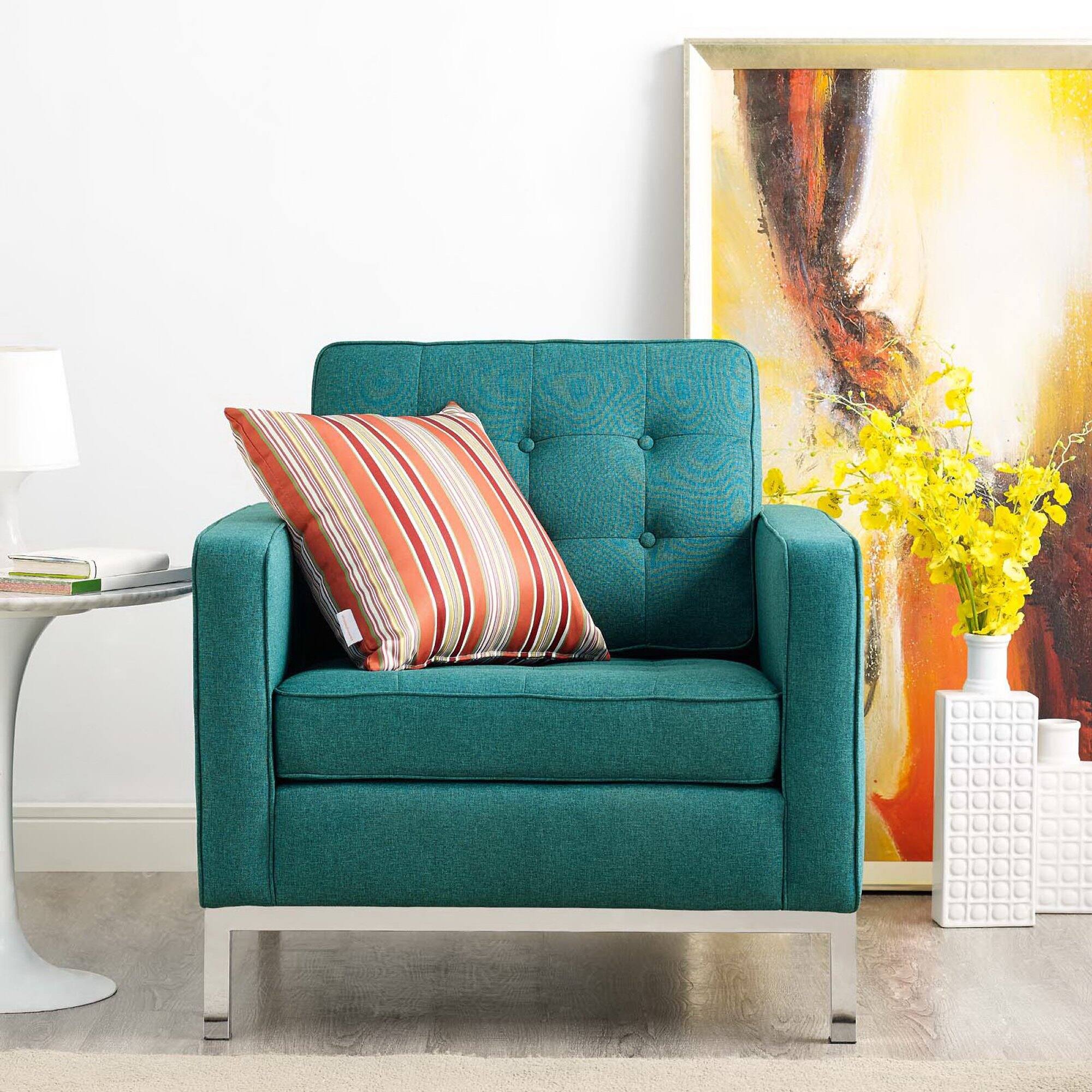 Front. Modway - Loft Upholstered Fabric Armchair by Modway - Teal.