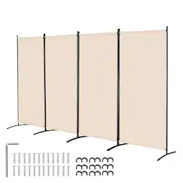 VEVOR - Room Divider, 4 Panel Room Divider, Folding Privacy Screen and Portable Partition Divider for Room Separation - Beige