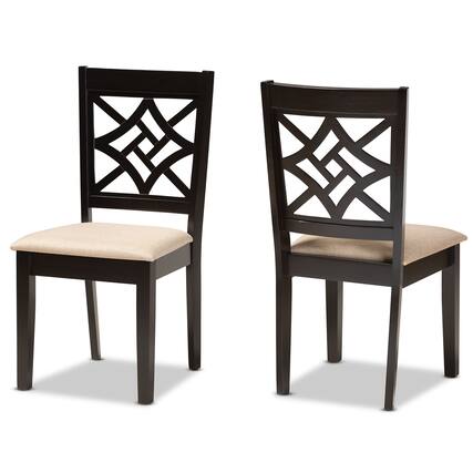 Front. Baxton Studio - Nicolette Modern Fabric Upholstered and Finished Wood 2-Piece Dining Chair Set - Sand/Dark Brown.
