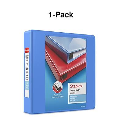 1-Pack Staples Heavy Duty Binder  
2 Rings  
Reinforced rings open easily  
Heavy Duty  
Binder  
1" Rings