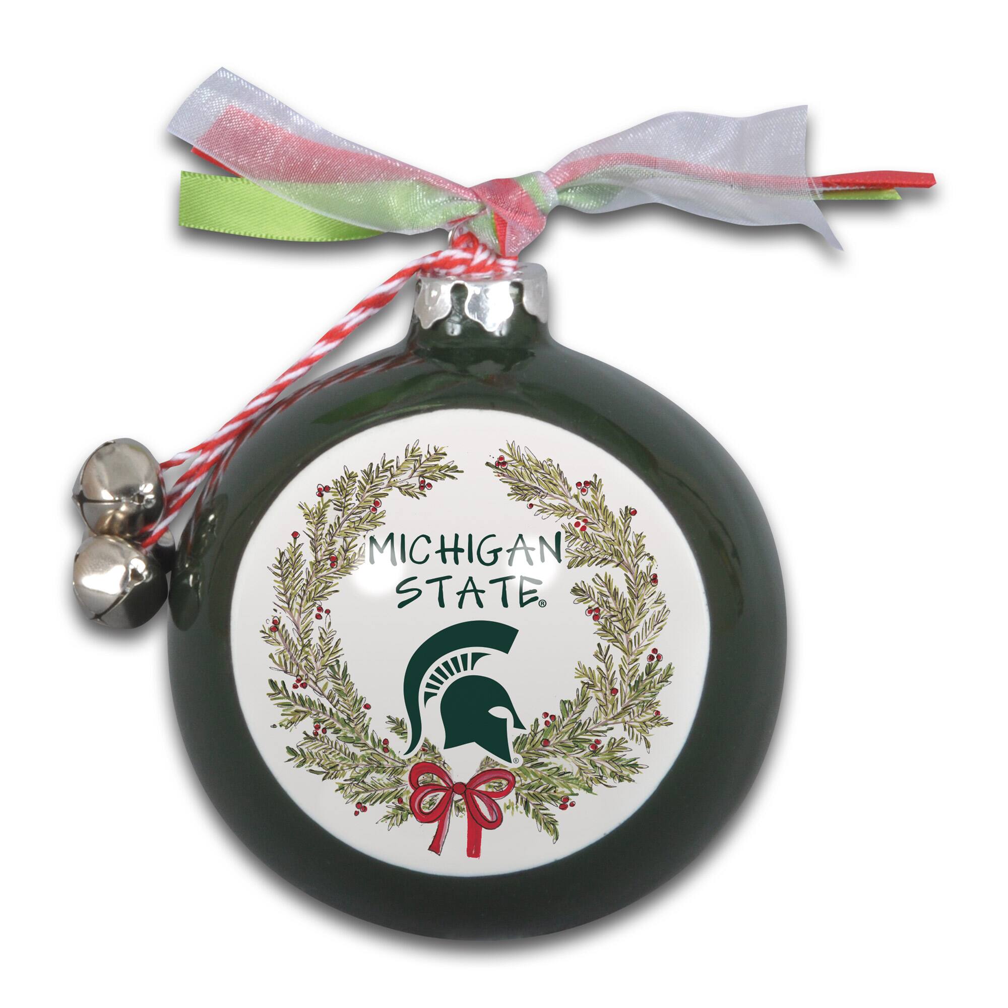 Magnolia Lane - Michigan State Spartans Wreath Kickoff Painted Ornament - Multicolor