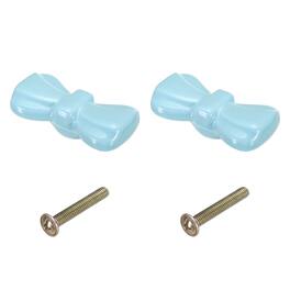 Unique Bargains - 2pcs Butterfly Ceramic Cabinet Knobs, Decorative Drawer Pulls w/ Screws for Cupboards - Blue