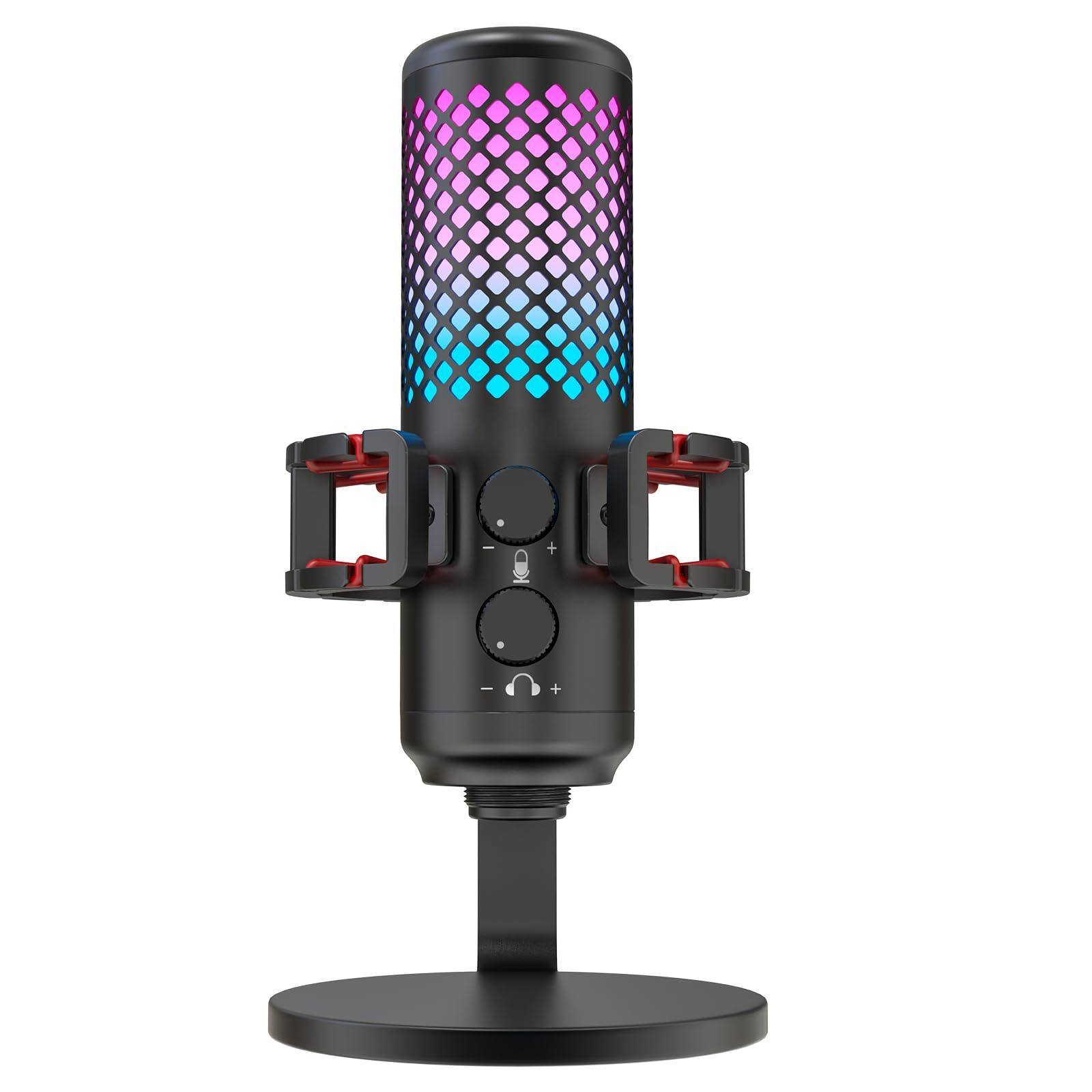 Alt View 5. Dazzling Pops - Usb Microphone For Ipad Phone Pc Rgb Gaming With Full Metal Mute Pop Filter Gain Podcasting Streaming Voice - Desktop Stand.