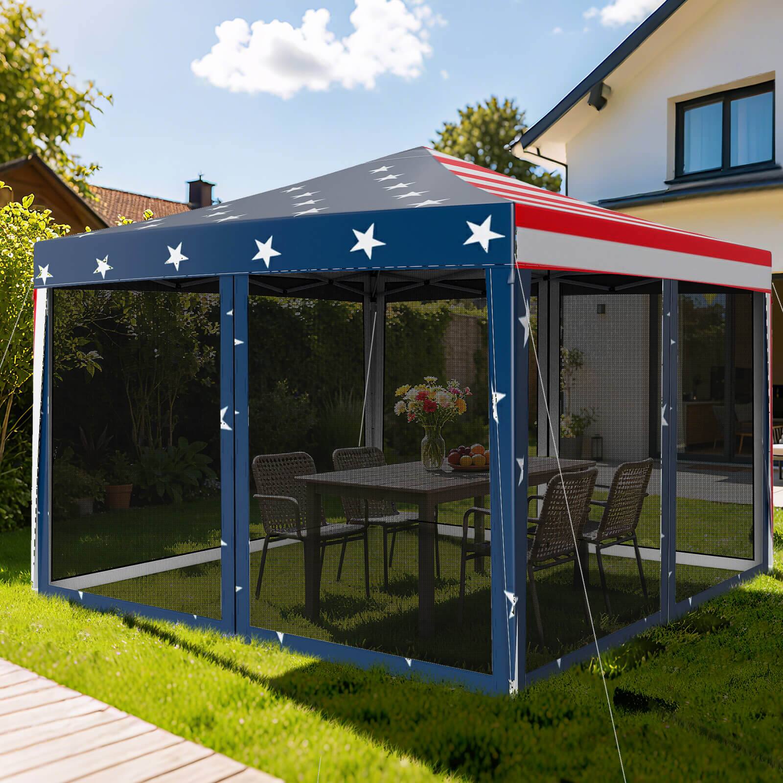 Alt View 1. Costway - Costway 10'x10' Folding Pop Up Tent Gazebo Canopy Mesh Sidewall - As pictures show.
