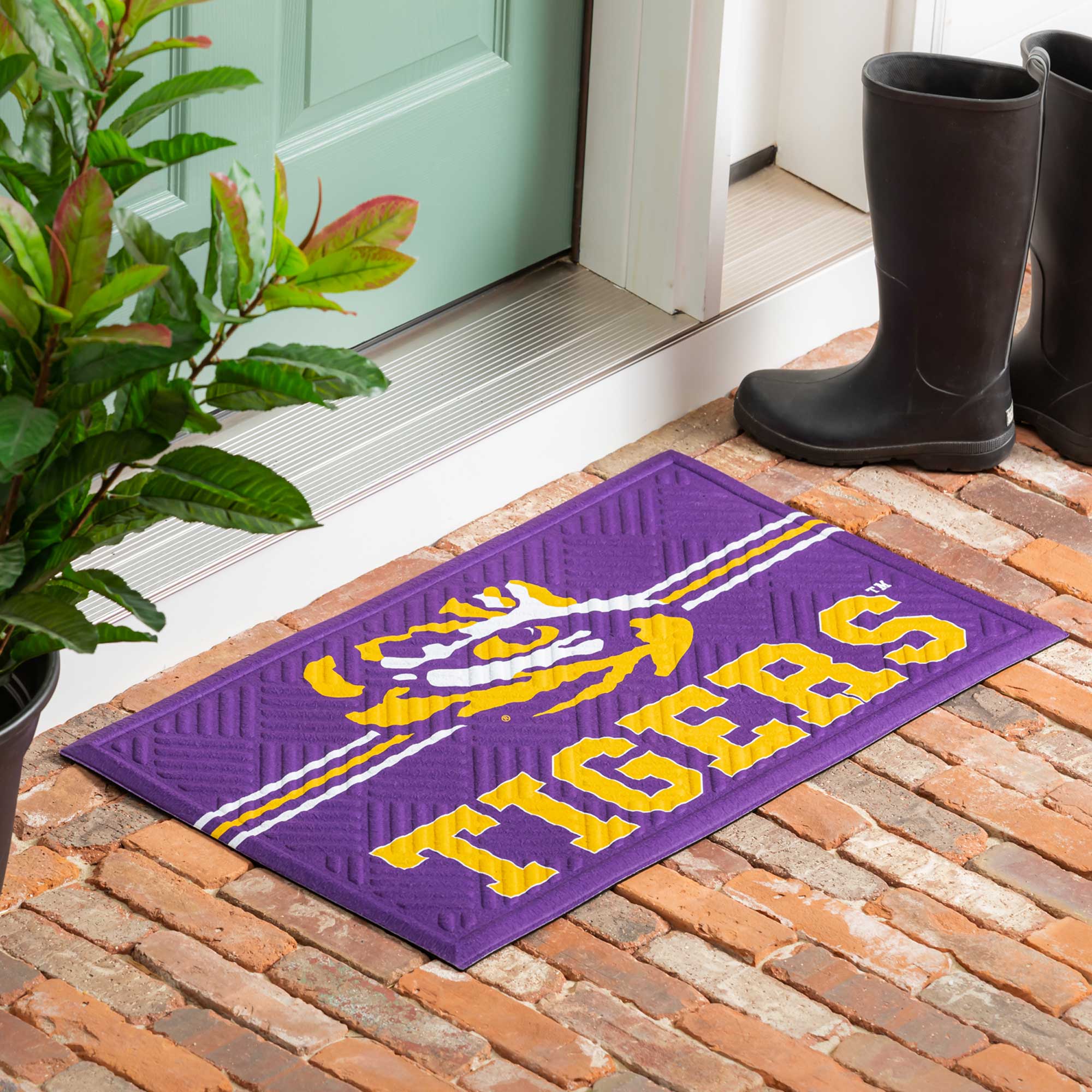 Alt View 2. Evergreen Enterprises - LSU Tigers Embossed Door Mat - Multicolor.