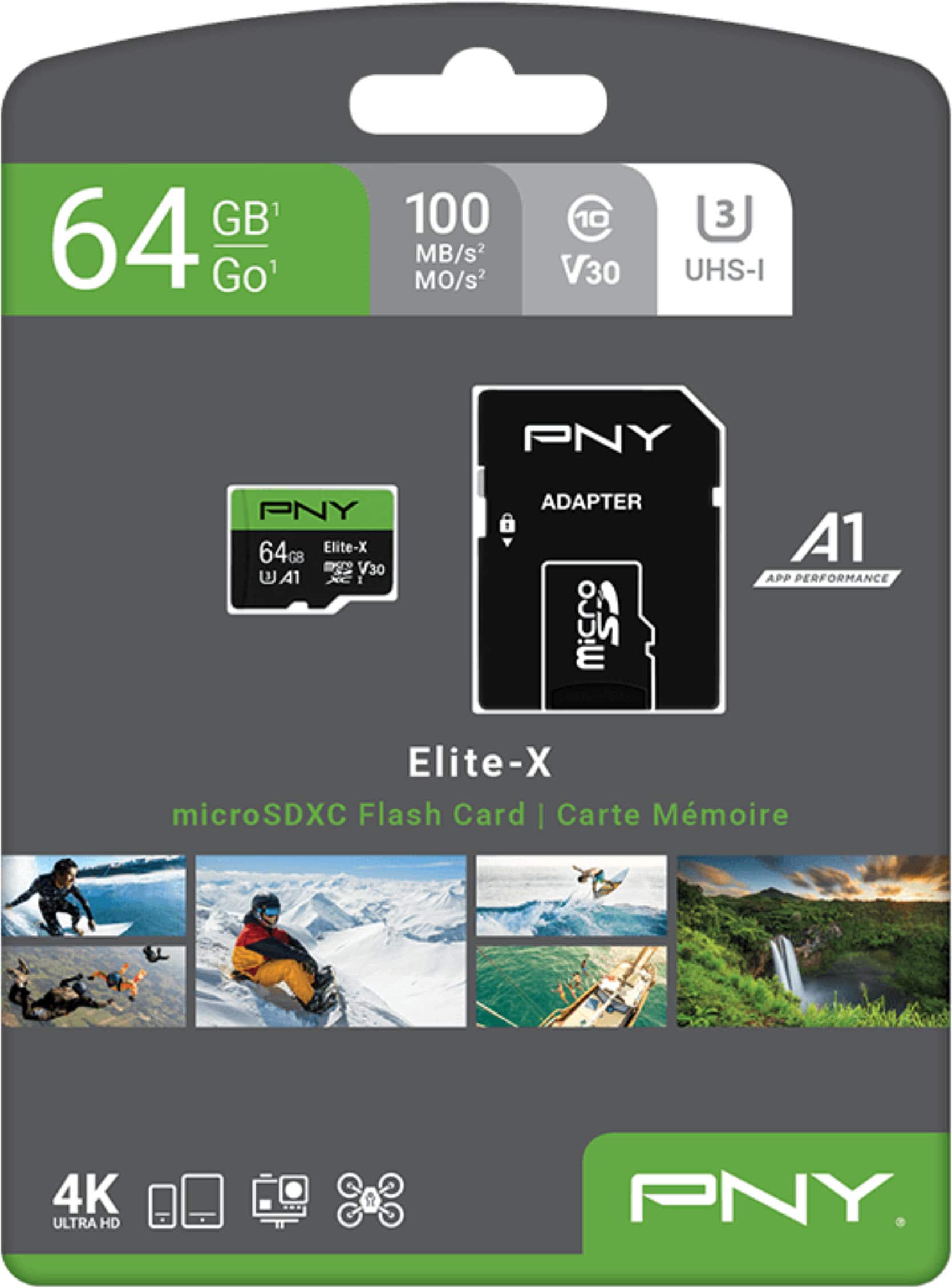 PNY 64GB Elite X Class 10 U3 V30 microSDXC Flash Memory Card​ P