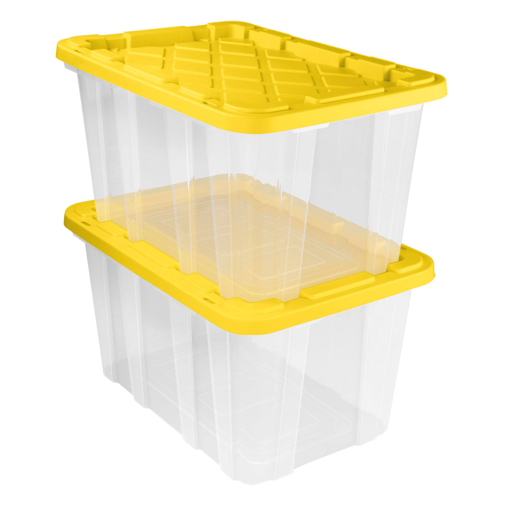 Alt View 5. Sterilite - Sterilite Industrial Storage Box with Carrying Handles, 27 Gal, Yellow, 8 Pack - Clear/Yellow Lily Lid.
