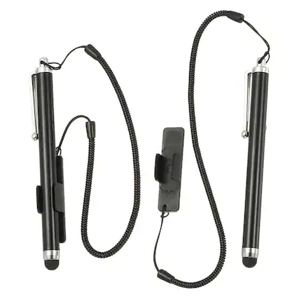 Front. Unique Bargains - 2pcs Screen Capacitive Pen with Spring Rope Fixing Base High Sensitivity for Mobile Phone Car Navigation GPS POS Tablet - Black.