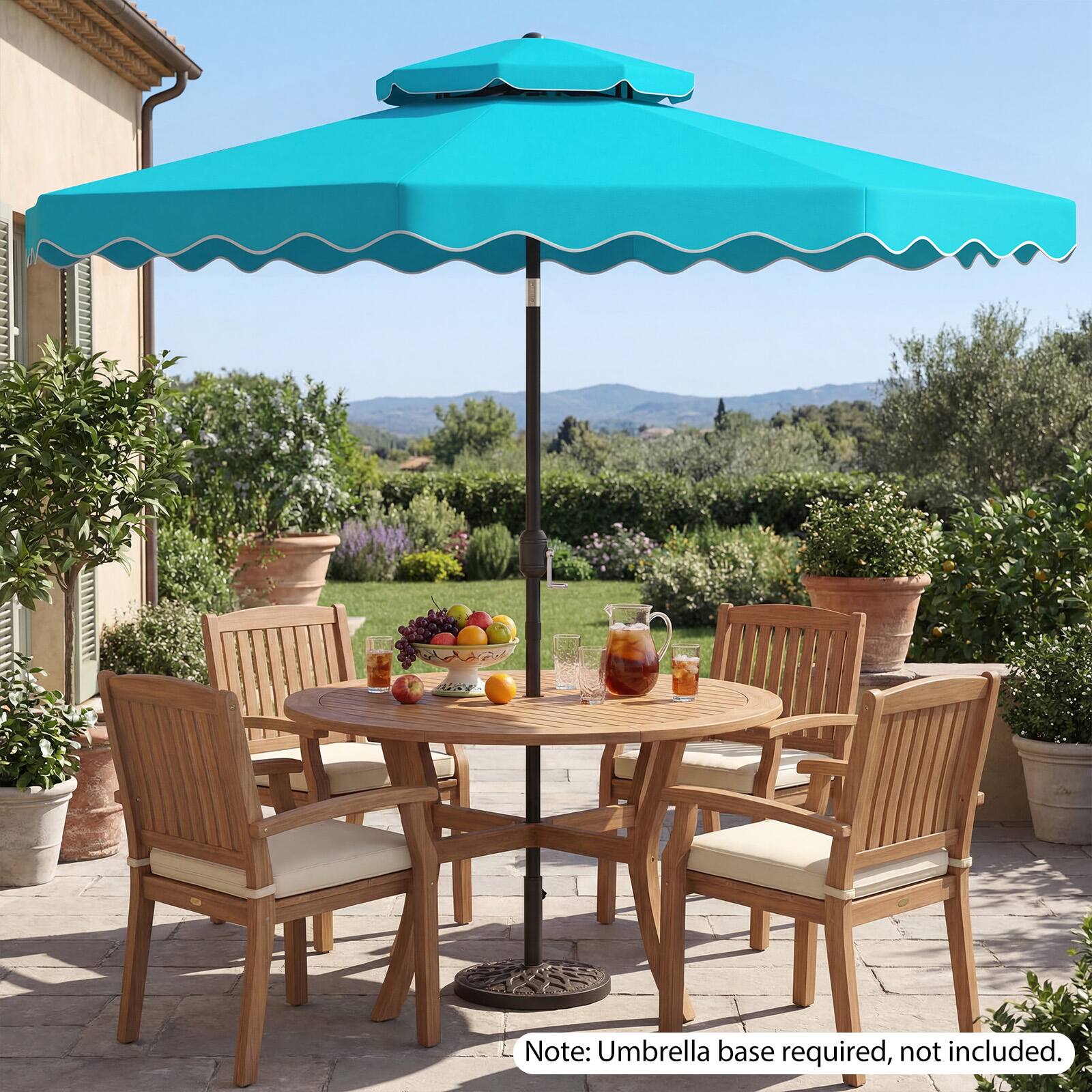 Note: Umbrella base required, not included.