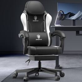 Loheer - Ergonomic Gaming Chair with Footrest 145° Recline 6-Point Support 300LB Pocket Spring Cushion - White