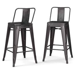 Simpli Home - Rayne Industrial Metal 24 inch Counter Height Stool (Set of 2) - Gunmetal Grey
