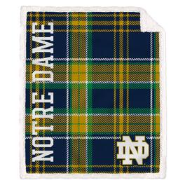 Pegasus - Notre Dame Fighting Irish 50" x 60" Playmaker Plaid Ultra Cozy Sherpa Throw - Multicolor