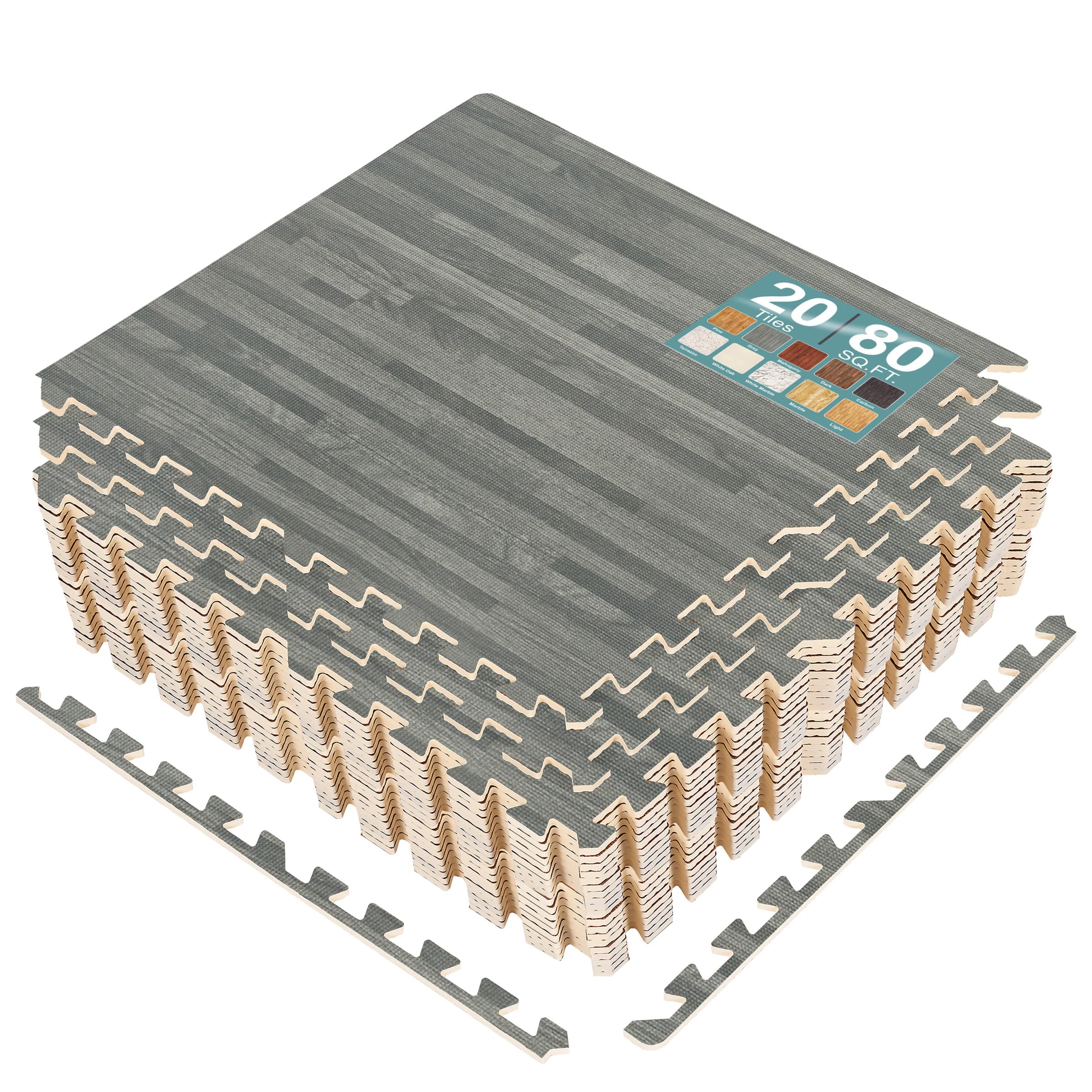 Sorbus - 3/8-Inch Thick 80 Sq. Ft. Wood Grain Floor Foam EVA Interlocking Mats Tiles w/ Borders - for Home, Trade Show - Gray price history on PriceWatchPro