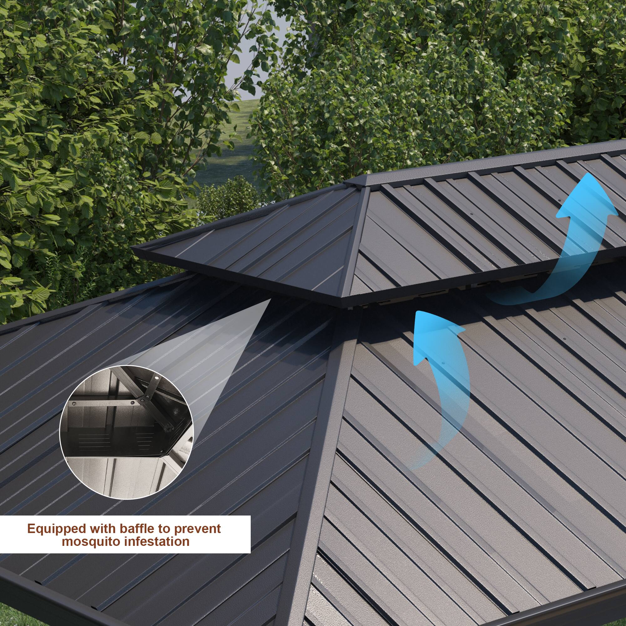 Equipped with baffle to prevent mosquito infestation