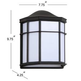Jonathan Y - Henry 7.75" Outdoor Frosted Acrylic/Metal Integrated LED Wall Sconce - Black/White