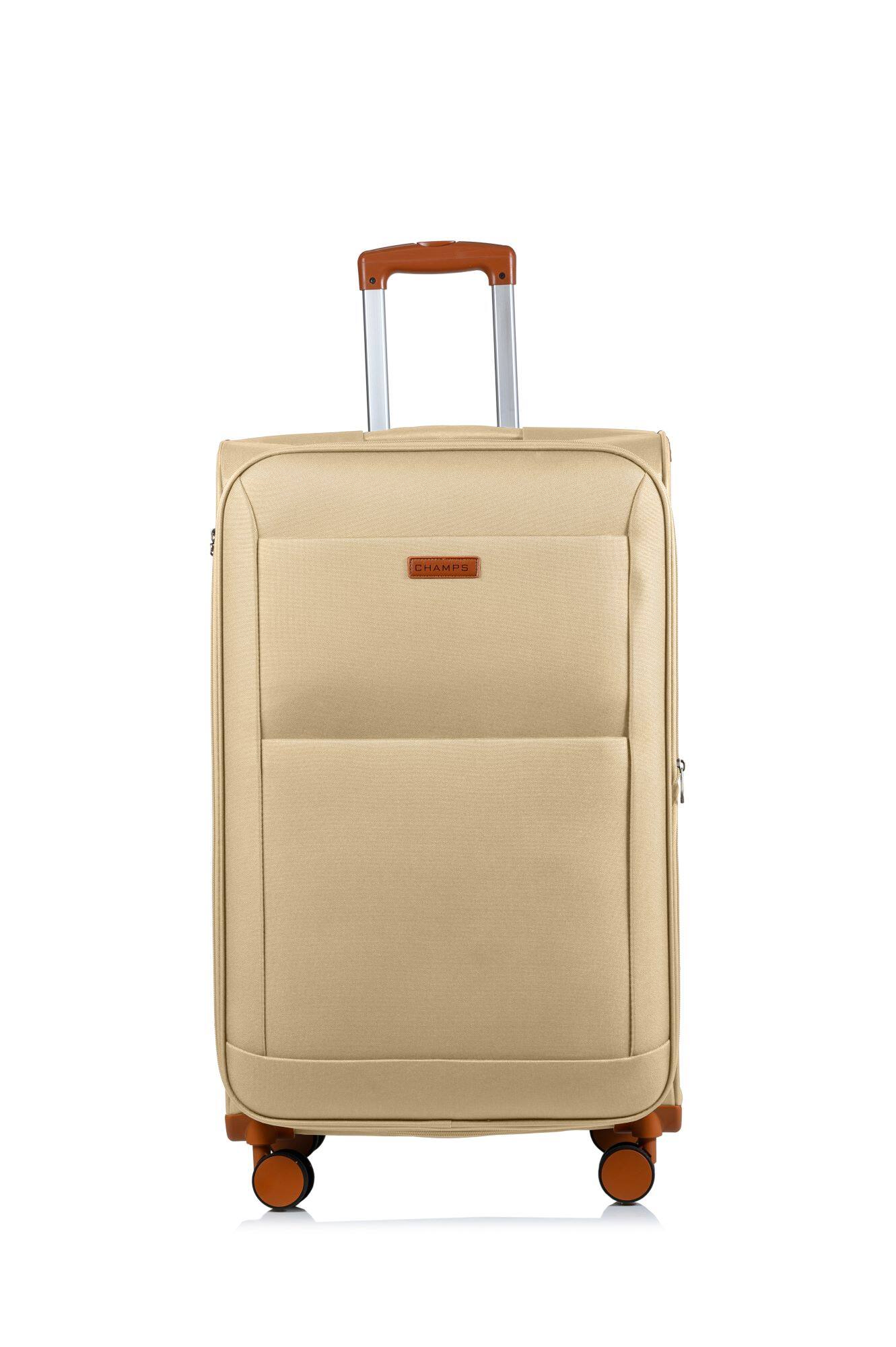 Angle. Champs - Classic Collection 3 Piece Soft Side Luggage Set - Khaki.