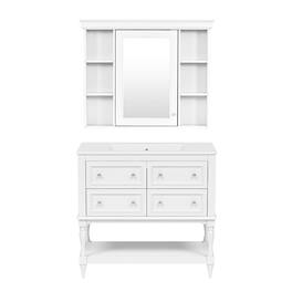 Boyel Living - 36 Inch Bathroom Vanity Set with Medicine Cabinet Ceramic Sink - White