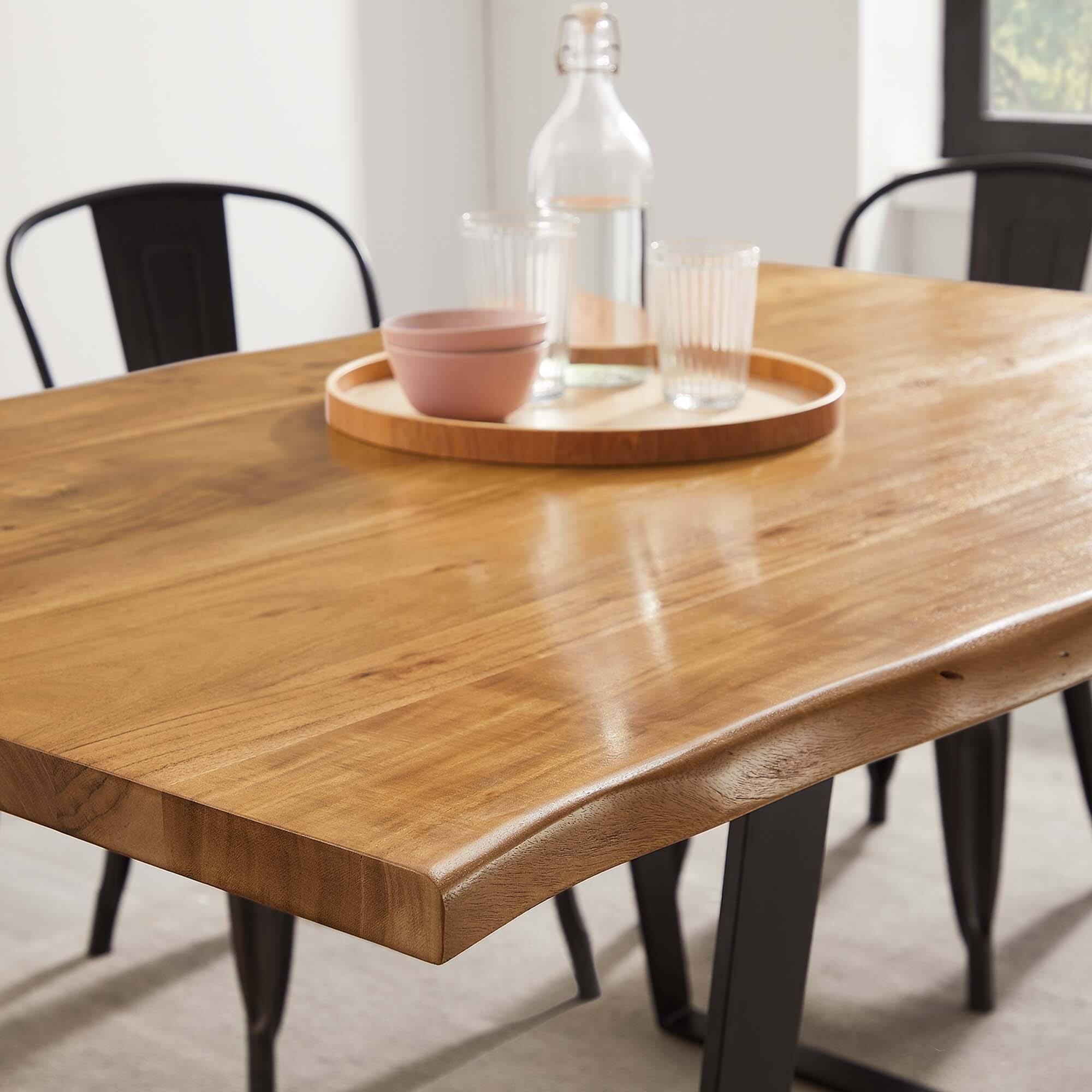 Alt View 3. Modway - Viggo 60" Live Edge Acacia Wood Acacia Wood Dining Table by Modway - Black Natural.