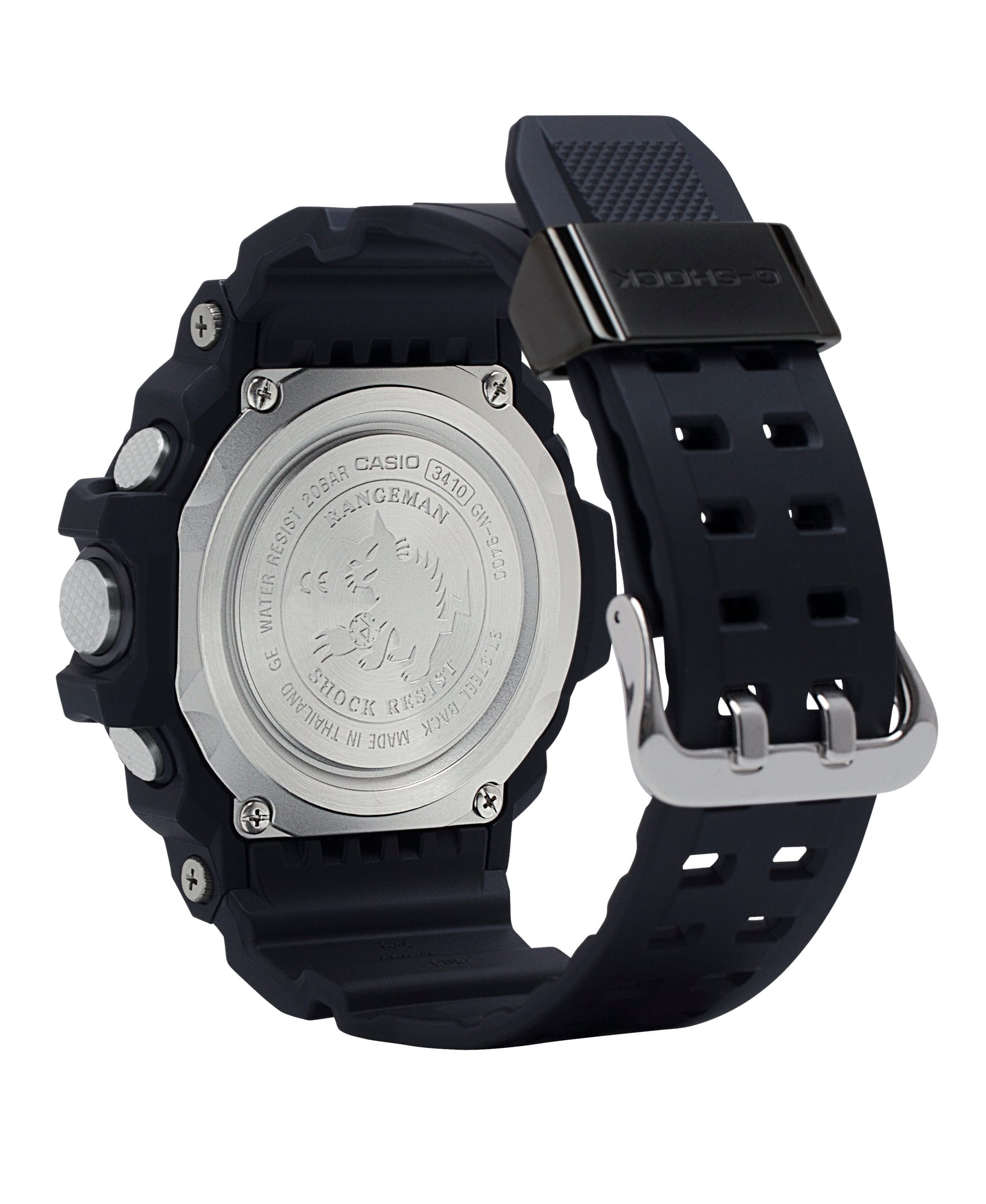 Angle. Casio - Men's G-Shock Rangeman Triple-Sensor Atomic Solar 54mm Watch - Black.
