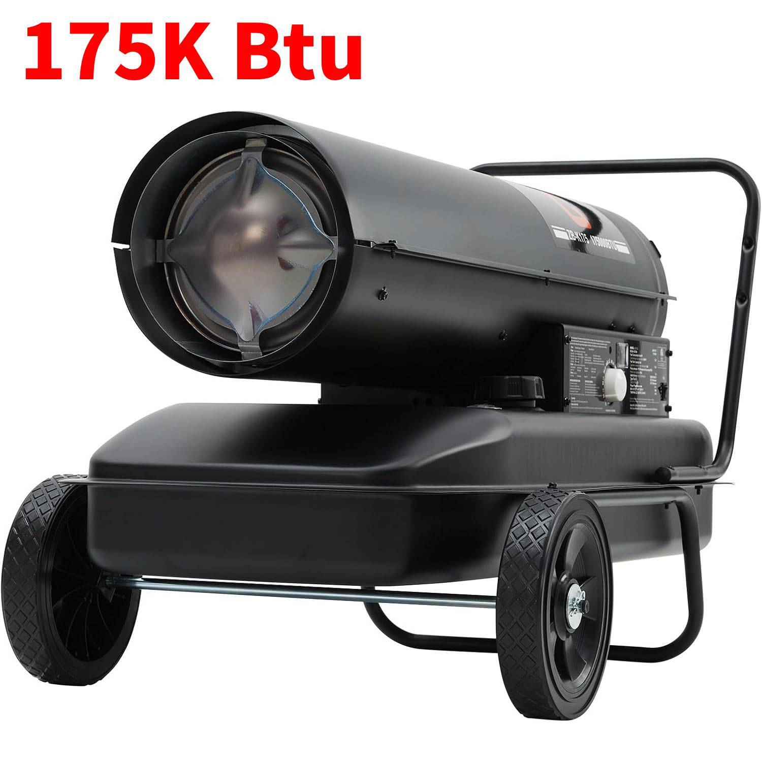 Front. Acekool - 175K BTUs Kerosene Forced Air Heater with Thermostat, 13.5 Gallon Tank for Construction Sites, Warehouses, and Workshops.