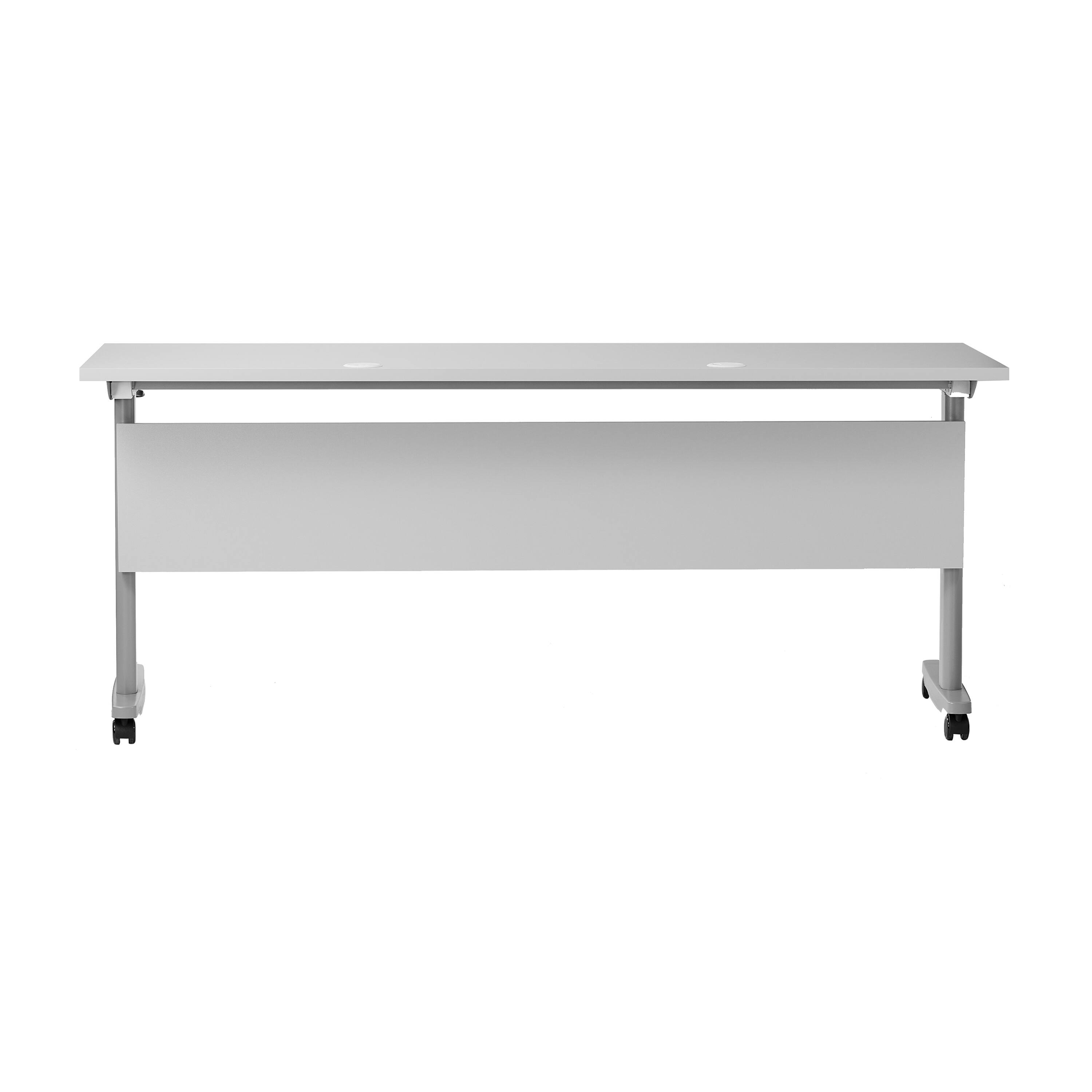 Alt View 5. Emma + Oliver - Hahn Heavy-Duty Flip Top Training Table with Nesting Design, Privacy Panel, T-Legs, Tabletop, Metal Frame - Gray Top/Gray Frame.