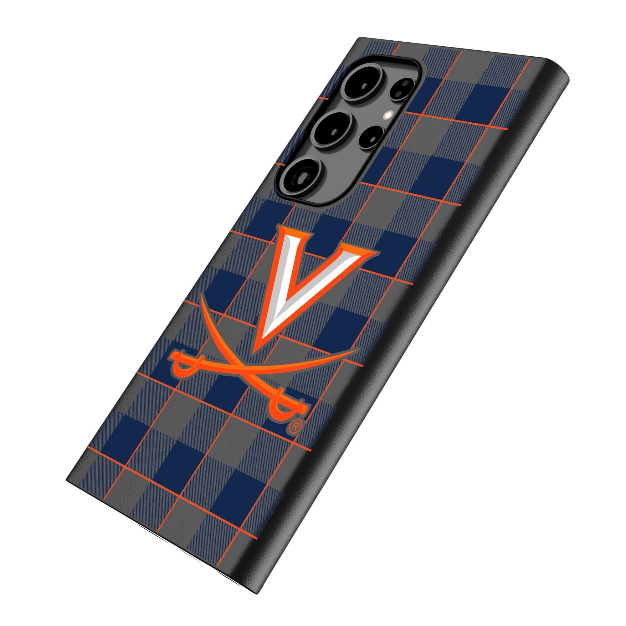 Alt View 1. Keyscaper - Virginia Cavaliers Plaid Galaxy Magnetic Bump Case - S24 Ultra - Black.