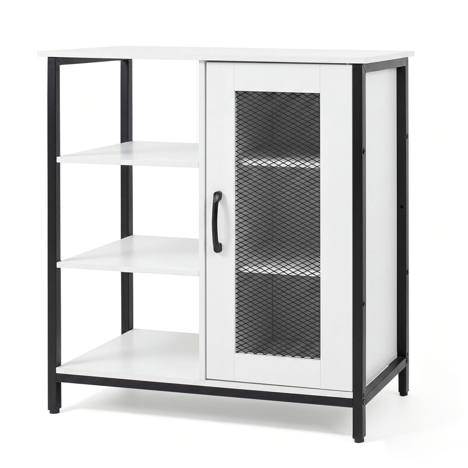Alt View 9. Costway - Costway Buffet Sideboard Cabinet with 3 Open Shelves 2 Adjustable Shelves Anti-Tipping Kits - White.