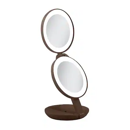 Front. Zadro - Compact Lighted Travel Mirror with 10X/1X Magnifications and LED Illumination - Chocolate.